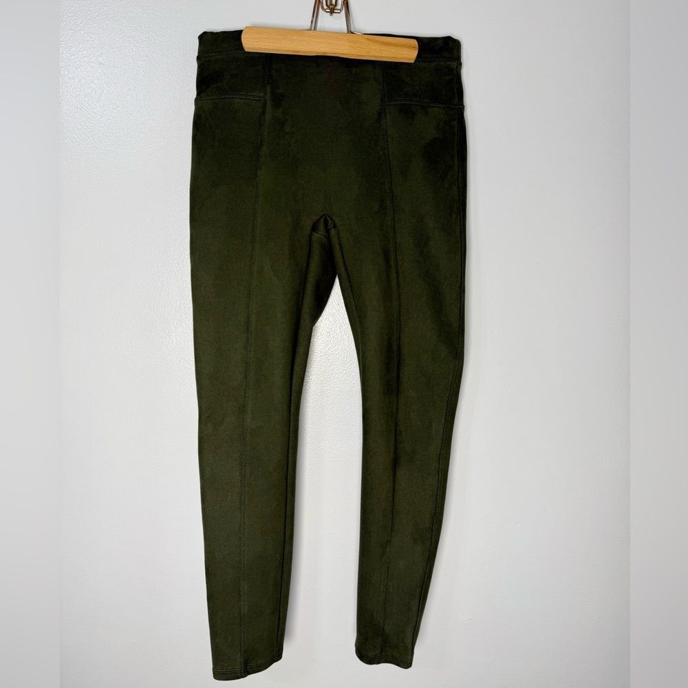 SPANX Faux Suede Leggings Olive Green | M